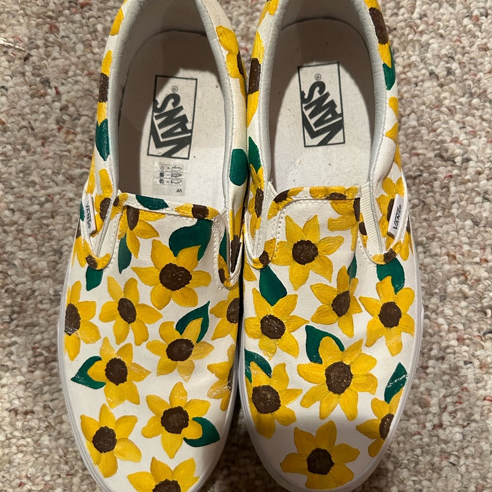 Hand painted sunflower vans